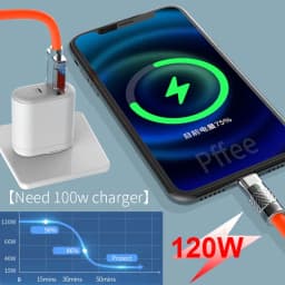 Thumbnail Pffee Dây Cáp Sạc Nhanh Pffee Silica Gel 120W 6A Micro Lxxning Type C Cho Điện Thoại 1