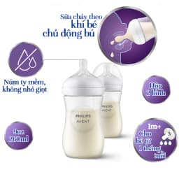 Thumbnail Philips Avent Hộp 2 Bình sữa mô phỏng tự nhiên 260ml mới (núm ty phản ứng tự nhiên) SCY903/02 4
