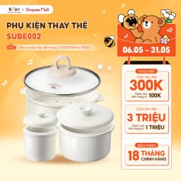 Thumbnail Phụ Kiện Nồi Nấu Chậm SUBE002 Bear Thân Thố Sứ 0.5 1.6L Nắp Thố Sứ 0.5 1.6L Lồng Hấp Nắp Thủy Tinh Kem Hồng Nồi Nấu Chậm 1