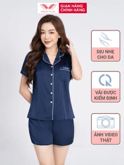 Thumbnail Pijama mặc nhà đồ ngủ nữ lụa Pháp VINGO tay ngắn mùa hè H153 VNGO 1