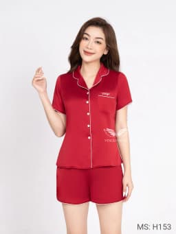 Thumbnail Pijama mặc nhà đồ ngủ nữ lụa Pháp VINGO tay ngắn mùa hè H153 VNGO 2