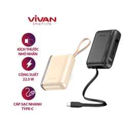 Thumbnail Pin dự phòng mini VIVAN VPB-Q10 9600mAh tích hợp cáp 1
