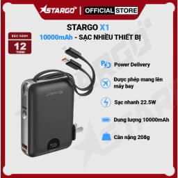 Thumbnail Pin dự phòng StarGO Star X1 dung lượng 10000mAh công suất 22.5W tích hợp 2 cáp lighting và type-c 1