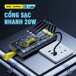 Thumbnail Pin Sạc Dự Phòng 30000 50000MAH sạc nhanh PD120W/20W trong suốt tích hợp 4 dây sạc tích hợp đèn led chiếu sáng 2
