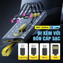 Thumbnail Pin Sạc Dự Phòng 30000 50000MAH sạc nhanh PD120W/20W trong suốt tích hợp 4 dây sạc tích hợp đèn led chiếu sáng 3