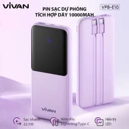 Thumbnail Pin Sạc Dự Phòng Chính Hãng 10000mAh VIVAN VPB-M10/ VPB-Q10 20000mAh X10 Sạc Nhanh Chuẩn PD/QC3.0 18W 4