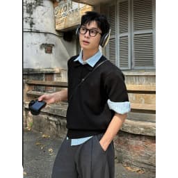 Thumbnail Polo Knit SLY Dệt Kim 2 lớp màu Đen 4