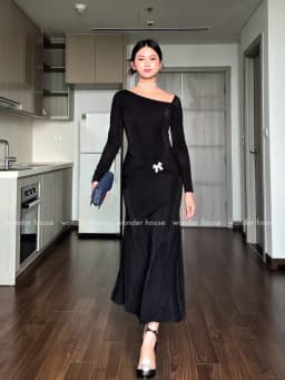 Thumbnail Poly Dress Wonderhouse Đầm thiết kế hở vai dáng dài chất vải thun nhũ co giãn nhiều dự tiệc, dạo phố sang trọng nữ tính 2