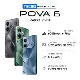 Thumbnail [Quà tặng kèm có hạn] Điện thoại gaming Tecno Pova 6 (8+8)GB/256GB I 6000mAh + 70W I AMOLED 120Hz I 108MP 1