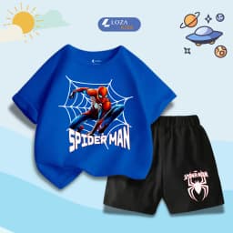 Thumbnail Quần áo bé trai Mavel - Spiderman mẫu mới 2025 - Bộ cộc bé trai size từ 15-40kg Loza Kids SB335 1