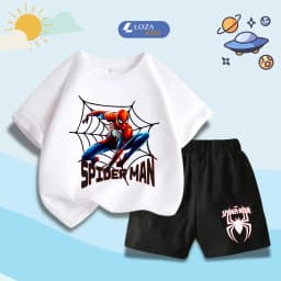 Thumbnail Quần áo bé trai Mavel - Spiderman mẫu mới 2025 - Bộ cộc bé trai size từ 15-40kg Loza Kids SB335 4