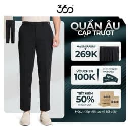 Thumbnail Quần âu nam cạp trượt bụng điều chỉnh thoải mái 360 Boutique quần tây đen chất dày dặn - QACOL515 1