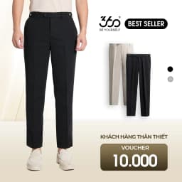 Thumbnail Quần âu nam cạp trượt bụng điều chỉnh thoải mái 360 Boutique quần tây đen chất dày dặn - QACOL515 2