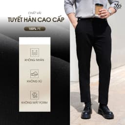 Thumbnail Quần âu nam cạp trượt bụng điều chỉnh thoải mái 360 Boutique quần tây đen chất dày dặn - QACOL515 4