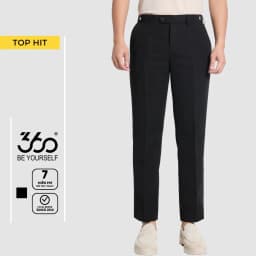 Thumbnail Quần âu nam cạp trượt dáng crop trẻ trung 360 Boutique quần tây đen chất liệu dày dặn - QACOL515 1
