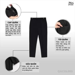 Thumbnail Quần âu nam cạp trượt dáng crop trẻ trung 360 Boutique quần tây đen chất liệu dày dặn - QACOL515 2