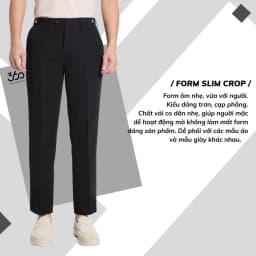 Thumbnail Quần âu nam cạp trượt dáng crop trẻ trung 360 Boutique quần tây đen chất liệu dày dặn - QACOL515 3