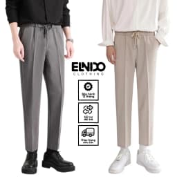 Thumbnail Quần âu nam ELNIDO ống rộng cạp chun vải co giãn cao cấp không nhăn xù dáng baggy Hàn Quốc EDQA-01 1