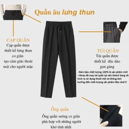 Thumbnail Quần âu nam ELNIDO ống rộng cạp chun vải co giãn cao cấp không nhăn xù dáng baggy Hàn Quốc EDQA-01 3