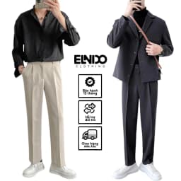 Thumbnail Quần âu nam ELNIDO vải lụa hàn co giãn kiểu dáng baggy nam không nhăn không xù thời trang ED04 1