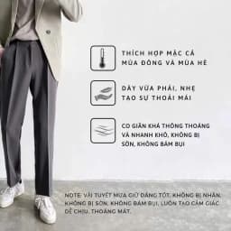 Thumbnail Quần âu nam ELNIDO vải lụa hàn co giãn kiểu dáng baggy nam không nhăn không xù thời trang ED04 4