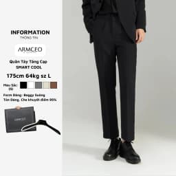 Thumbnail Quần âu nam đen cạp cao dáng baggy suông ARMCEO Smart Cool hack dáng cạp điều chỉnh tăng giảm thông minh 5 màu -A02 1