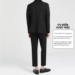 Thumbnail Quần âu nam đen dáng baggy Baeton Aiden cạp cao tôn dáng, co giãn thoải mái-A01 3