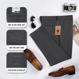 Thumbnail Quần âu nam kẻ vuông  MAC ARTHUR chất vải Gỗ Sồi cao cấp, mềm mịn, mát lạnh, chống nhăn, co giãn 1