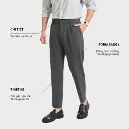 Thumbnail Quần Âu Nam KRIK Form Baggy Chất Liệu Polyester Cao Cấp Mềm Mại Thiết Kế Cúc Bấm Cài Năng Động QA7125 1