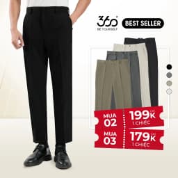 Thumbnail Quần âu nam slimcrop 360Boutique quần tây vải dáng ngắn cạp ép mex 3 lớp cao cấp - QACOL420 1