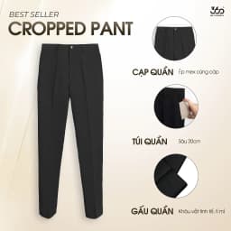 Thumbnail Quần âu nam slimcrop 360Boutique quần tây vải dáng ngắn cạp ép mex 3 lớp cao cấp - QACOL420 2