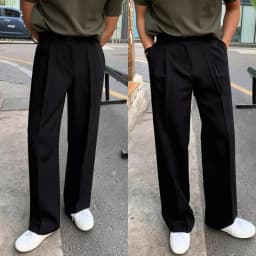 Thumbnail Quần Ấu Ống Suông Mando Dáng Đứng Form Vải Kaki Chéo Hàn Cao Cấp Trouser Menswear Màu Đen - TRS014 2