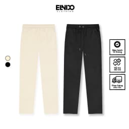 Thumbnail Quần Baggy Kaki Unisex Basic nam nữ cạp chun ống rộng phong cách Hàn Quốc ELNIDO 1
