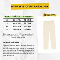 Thumbnail Quần Baggy Kaki Unisex Basic nam nữ cạp chun ống rộng phong cách Hàn Quốc ELNIDO 3