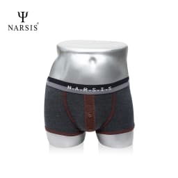 Thumbnail Quần Boxer Nam Narsis Màu Xám Phối Viền Nâu Chất Liệu Mềm Mịn Co Giãn Tốt Êm Ái 1