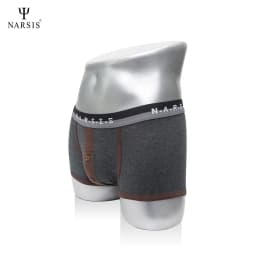 Thumbnail Quần Boxer Nam Narsis Màu Xám Phối Viền Nâu Chất Liệu Mềm Mịn Co Giãn Tốt Êm Ái 3