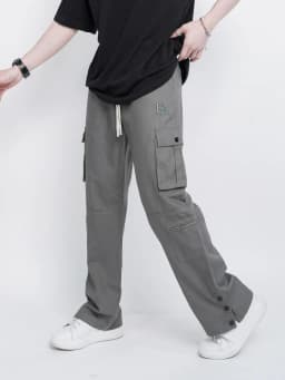Thumbnail Quần cargo nam nữ KQSTYLING kaki co giãn vải mềm lưng thun - V6 - Xám Đậm 1