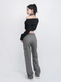 Thumbnail Quần cargo nam nữ KQSTYLING kaki co giãn vải mềm lưng thun - V6 - Xám Đậm 3
