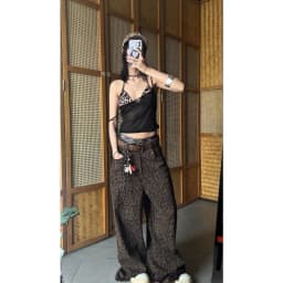 Thumbnail 𝐊𝐈𝐋𝐋 𝐒𝐘𝐒𝐓𝐄𝐌 - Quần dài kaki ống rộng da beo SoHo 4