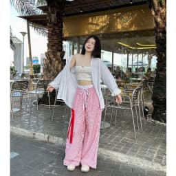 Thumbnail Quần Dài Kẻ Sọc SAIGONESE Quần Lưng Chun Ống Rộng Form Ống Suông Vải Kate Unisex 2