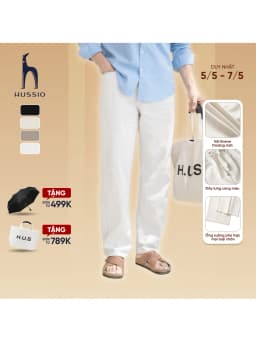 Thumbnail Quần dài LINENE SIMON nam form suông, vải Linen mềm mịn, thoải mái, thanh lịch - HUSSIO 1
