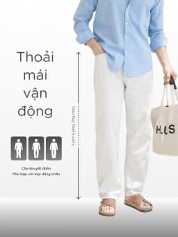 Thumbnail Quần dài LINENE SIMON nam form suông, vải Linen mềm mịn, thoải mái, thanh lịch - HUSSIO 3