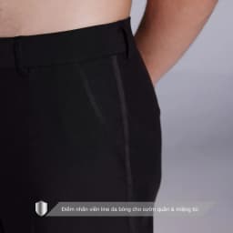Thumbnail Quần dài nam ống suông rộng màu đen SIMTU điểm nhấn viền line da bóng, chất liệu cotton co giãn 2c | QT009 3