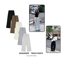 Thumbnail Quần Dài Ống Rộng SAIGONESE Chất Nỉ 2 Da 350GSM Track Pants Unisex Nam Nữ Đứng Form Co Giãn Tốt 1