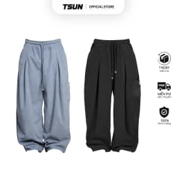 Thumbnail Quần Dài Ống Rộng Vải Nhung Tâm - Brand TSUN Chính Hãng [UNISEX] Thêu Túi Sau 1