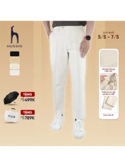 Thumbnail Quần dài tây nam ELEGANCE PANTS vải kaki nhung xuất xịn, lưng thun co dãn, dáng ủi xếp ly - HUSSIO 1