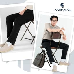 Thumbnail Quần dài tây nam POLOMANOR co giãn 2 chiều, xuất xịn, lưng đai chun ẩn, chuẩn form 3