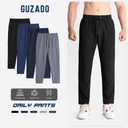Thumbnail Quần dài thể thao nam GUZADO vải gió cao cấp, khỏe khoắn thoải mái với cạp chun linh hoạt GDC01 1