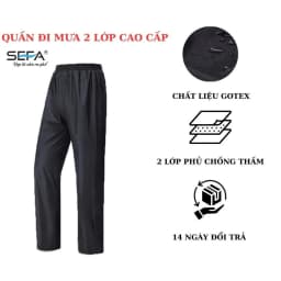 Thumbnail Quần đi mưa SEFA chất liệu gotex hàn nhiệt 2 lớp cao cấp cho nam và nữ màu đen 1