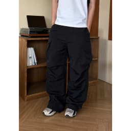 Thumbnail Quần dù túi hộp ống rộng SLY Parachute Cargo Pants Đen - Xám 4